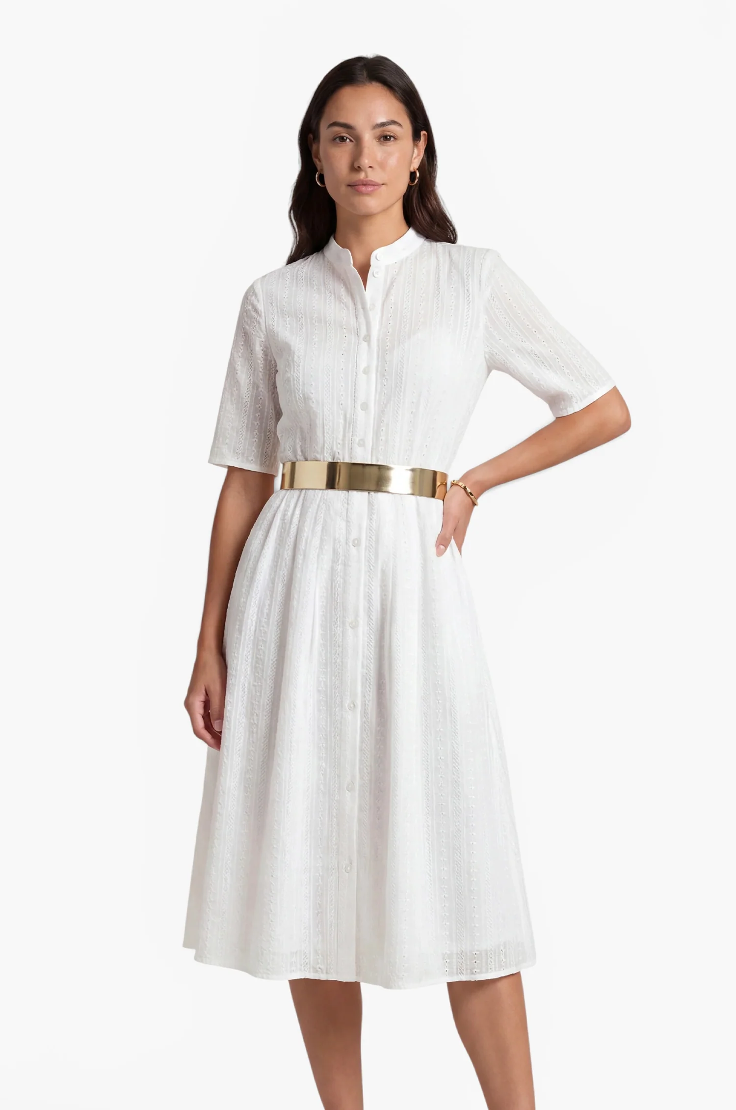 Baumwoll-Kleid Inas in Ivory - Image 3
