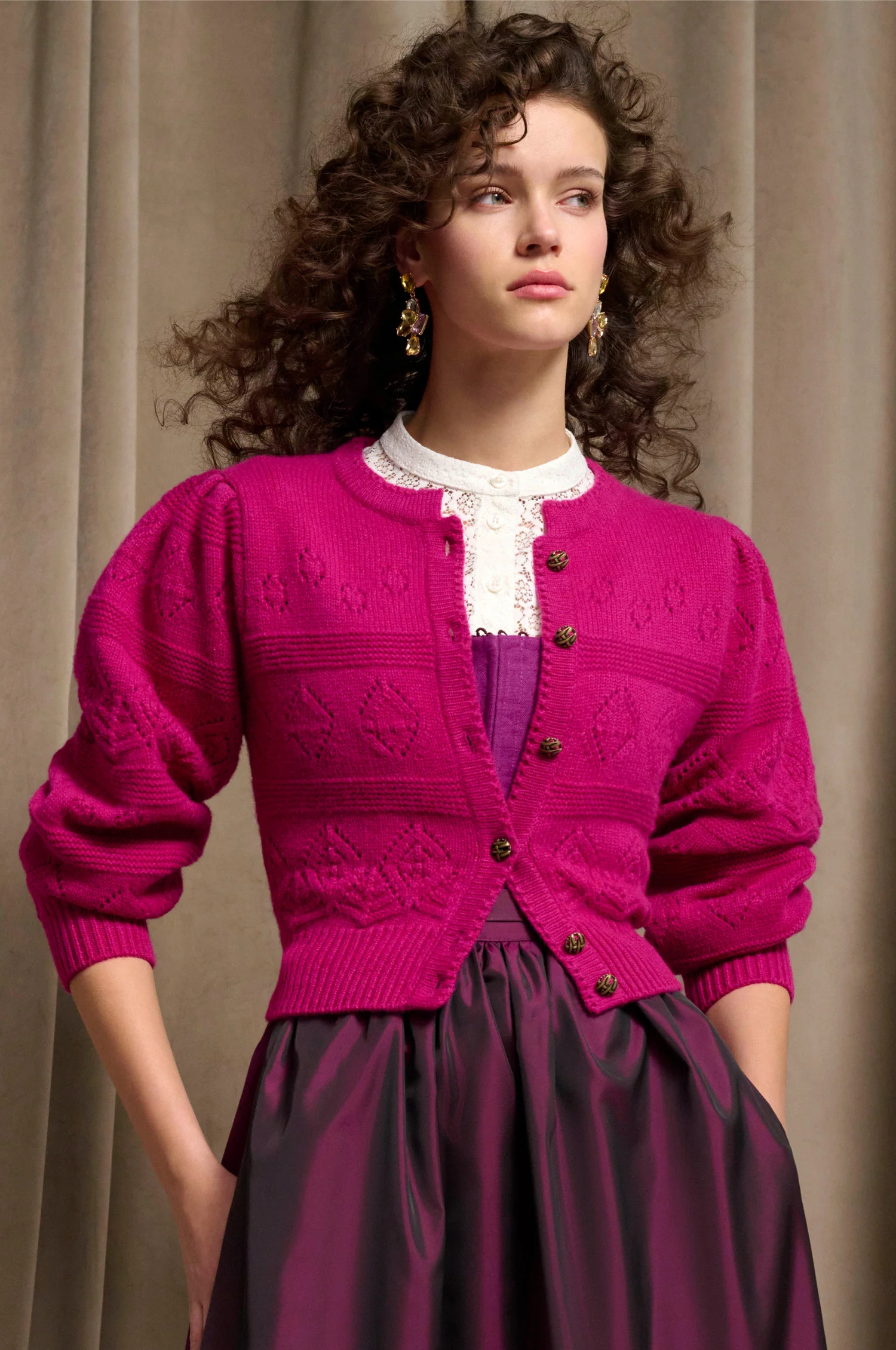 Cashmere Strickjacke Dakota in Pink - Image 3