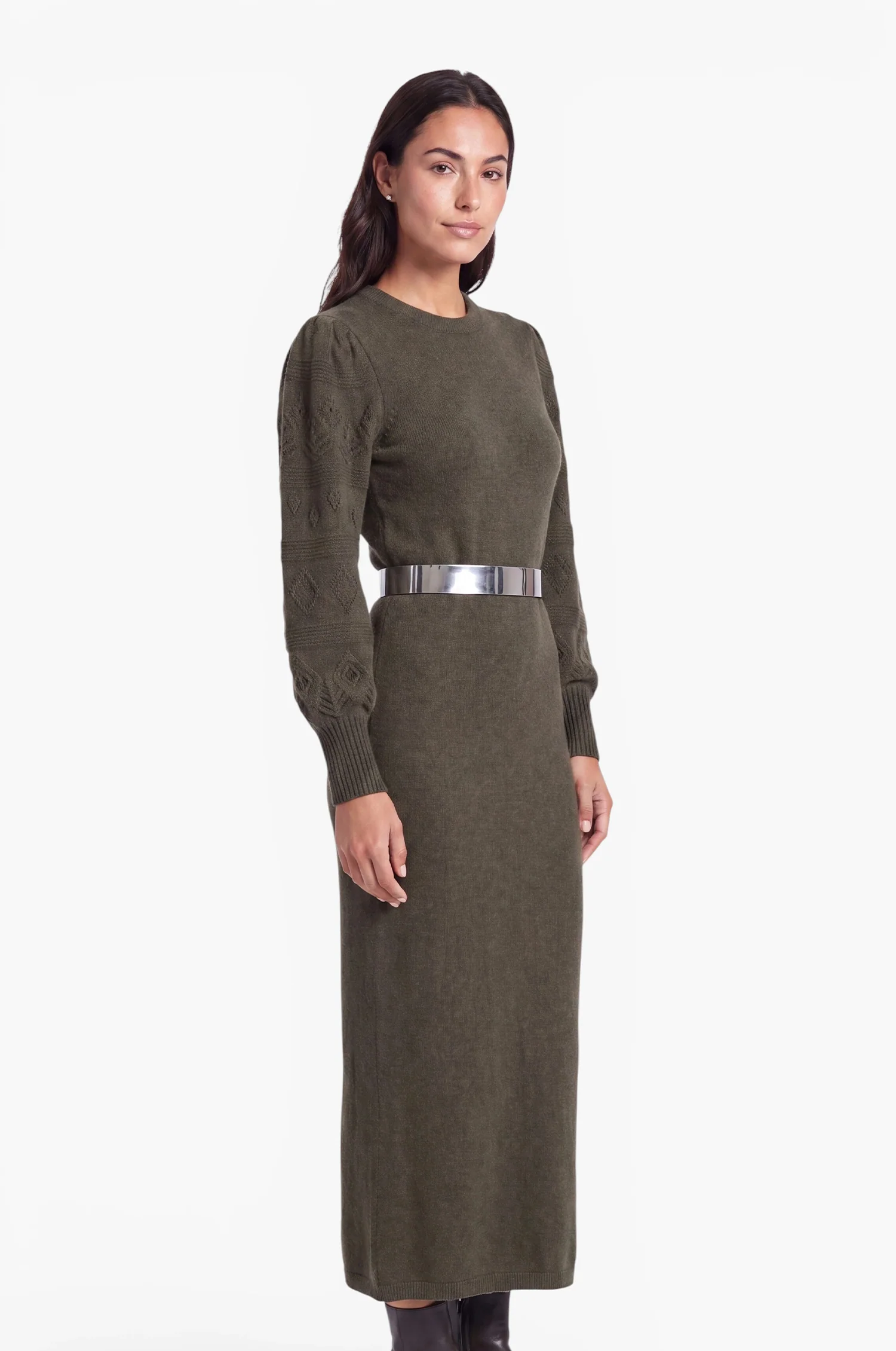 Cashmere Strickkleid Leonora in Olive - Image 2