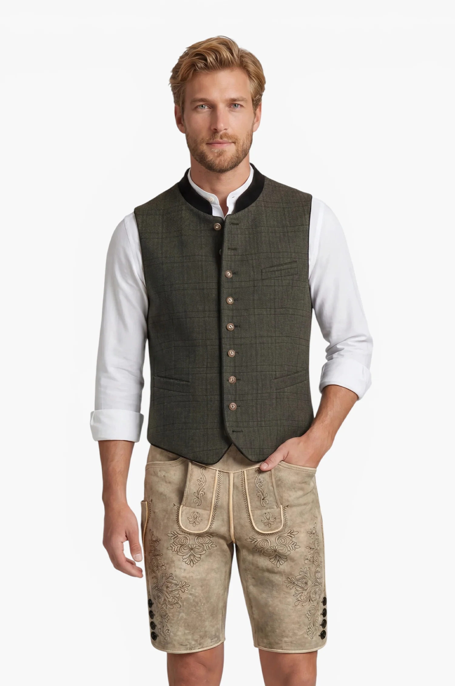 Trachtenweste Nick in Olive - Image 2