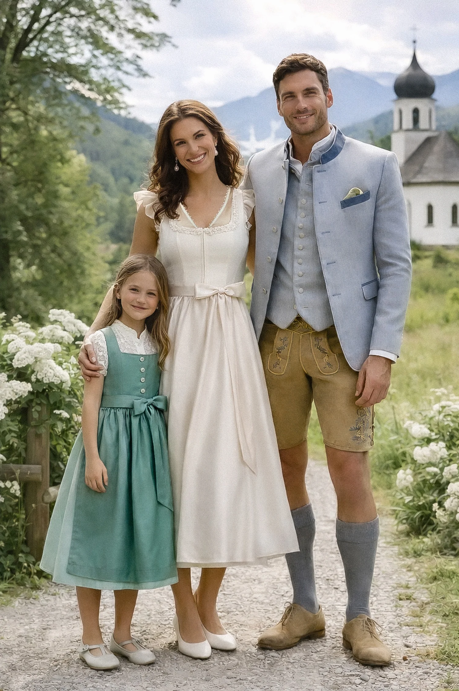 Kinderdirndl Adri in Aqua - Image 3