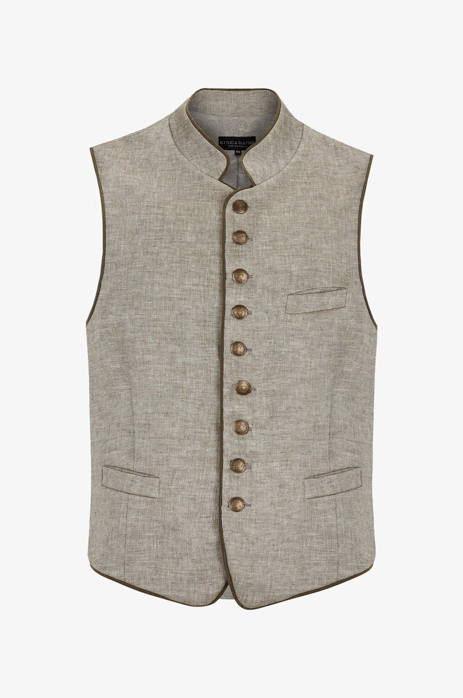 Leinen Trachtenweste Nick in Olive - Image 3