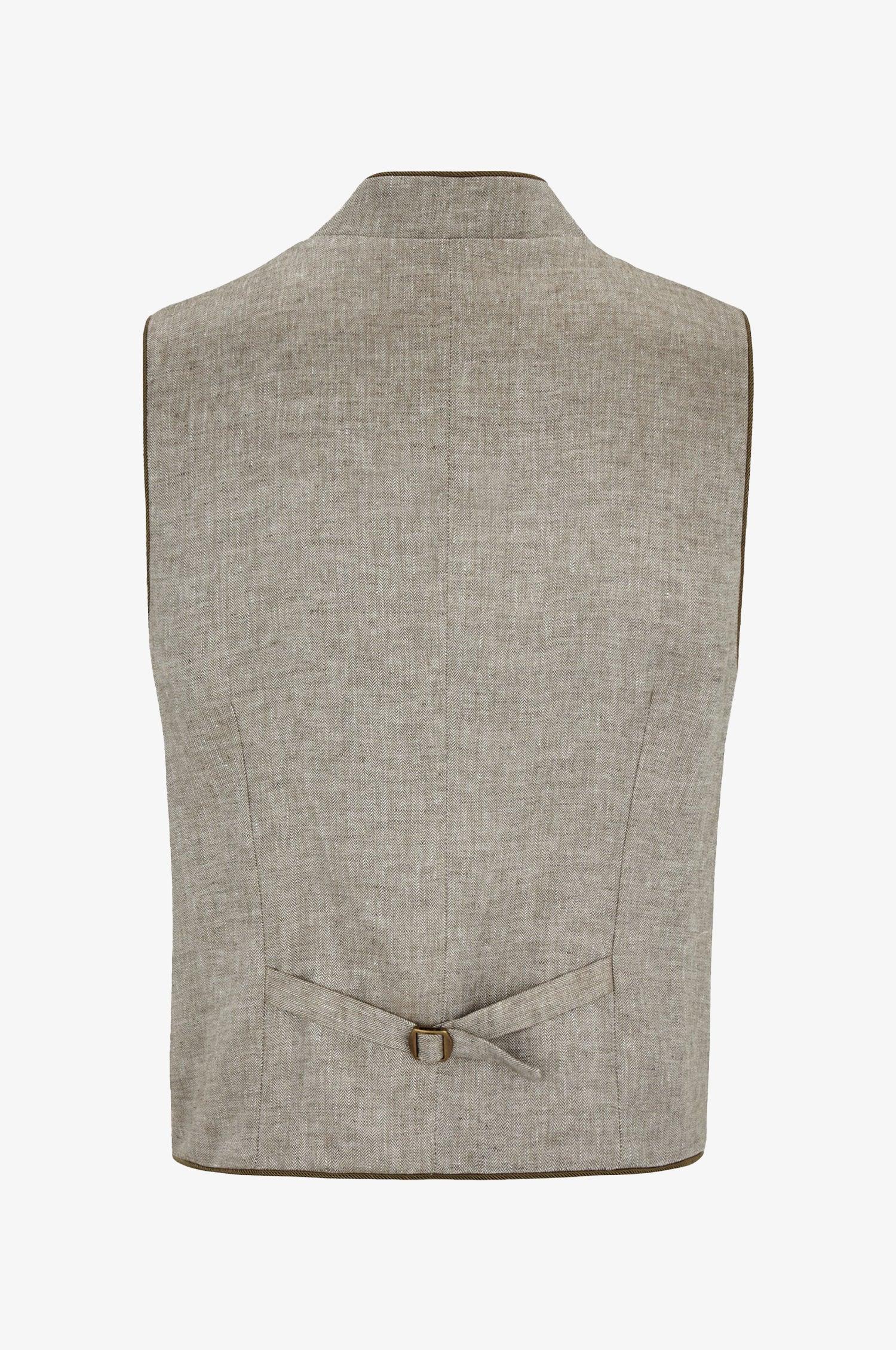 Leinen Trachtenweste Nick in Olive - Image 4